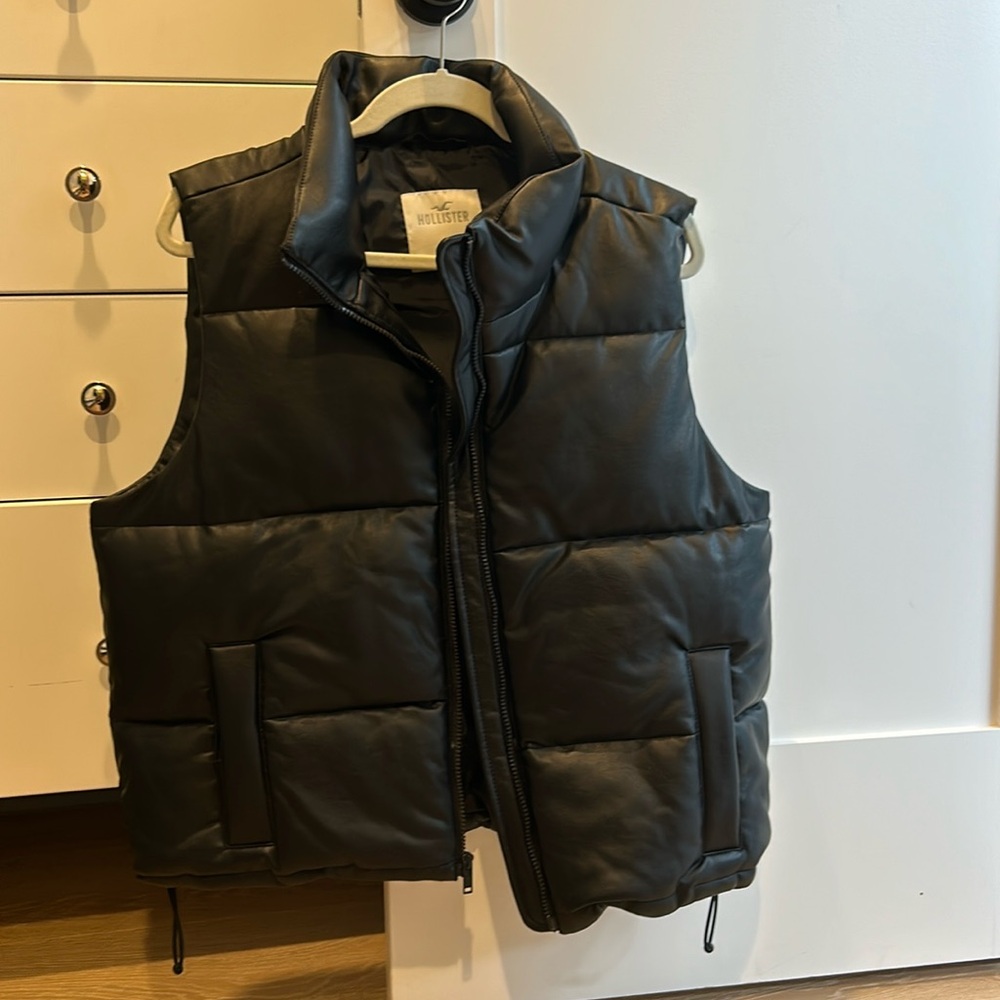 Hollister Faux Leather Puffer Vest